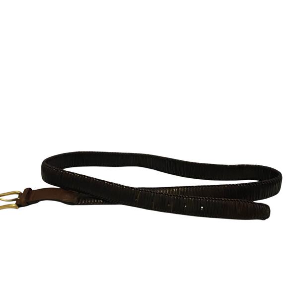 Men's Tommy Bahama Genuine Leather Brown Belt Size 48 with Brass Hardware - Picture 9 of 15